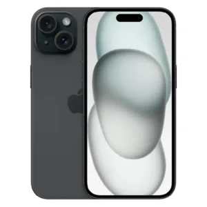 A matte black iPhone showing a diagonal dual-camera setup on the back and a clean display with a Dynamic Island on the front.