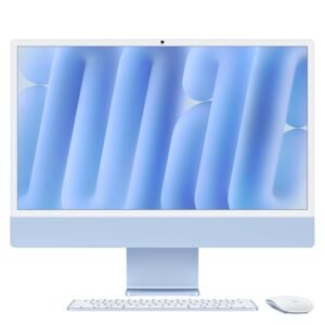 Apple Mac computer with a sleek modern desktop design on a clean background.