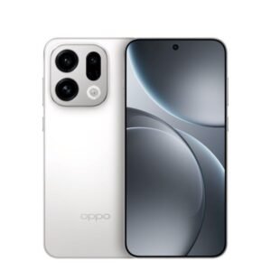 Front and back view of a white Oppo smartphone with a squircle camera module.
