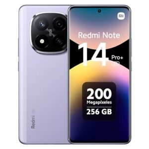 Redmi Note 14 Pro Plus smartphone in lavender with a circular quad-camera module and curved AMOLED display.