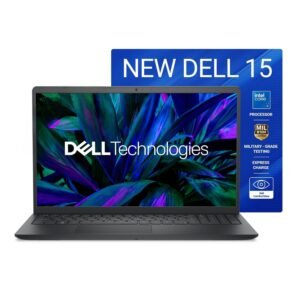 Dell 15 laptop with Intel Core processor, 15.6-inch display, military-grade durability, ExpressCharge, and Dell ComfortView technology.